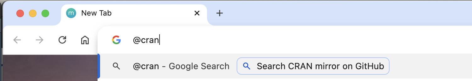 Screenshot of a site search shortcut in the Google Chrome address bar.