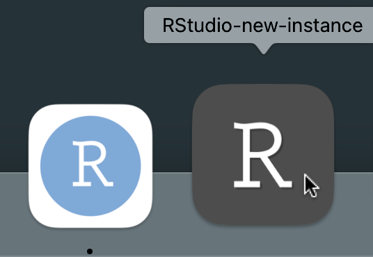 Screenshot of an Automator app to launch a new instance of RStudio Desktop in the macOS dock.
