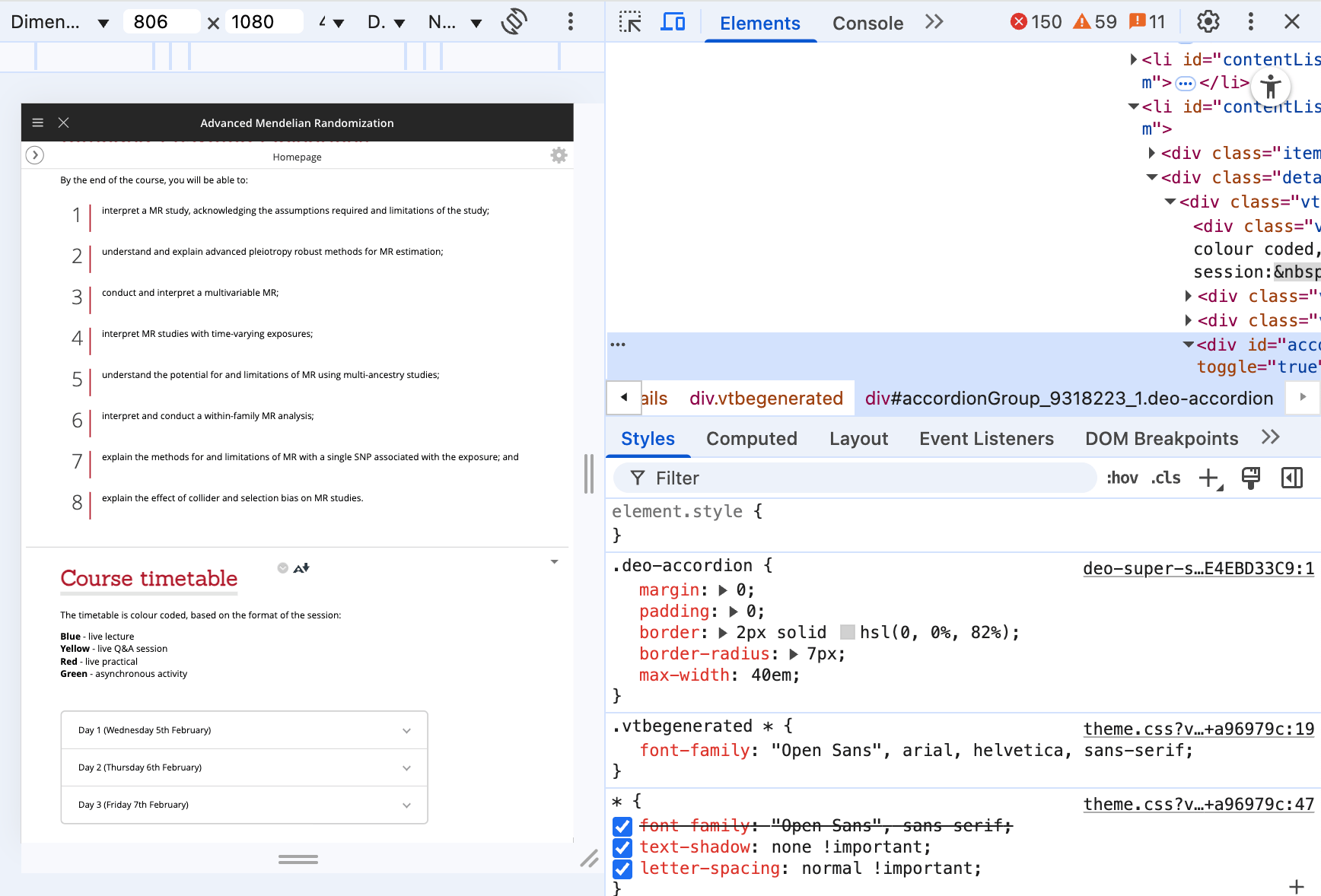 Screenshot of expanded accordion.