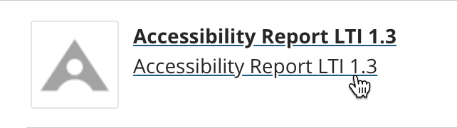 Screenshot of selecting the Ally Accessibility Checker 1.3 within Blackboard online learning environment.