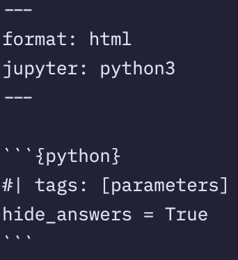 Screenshot of programmatically including conditional content in a Quarto document using the Jupyter python3 engine.