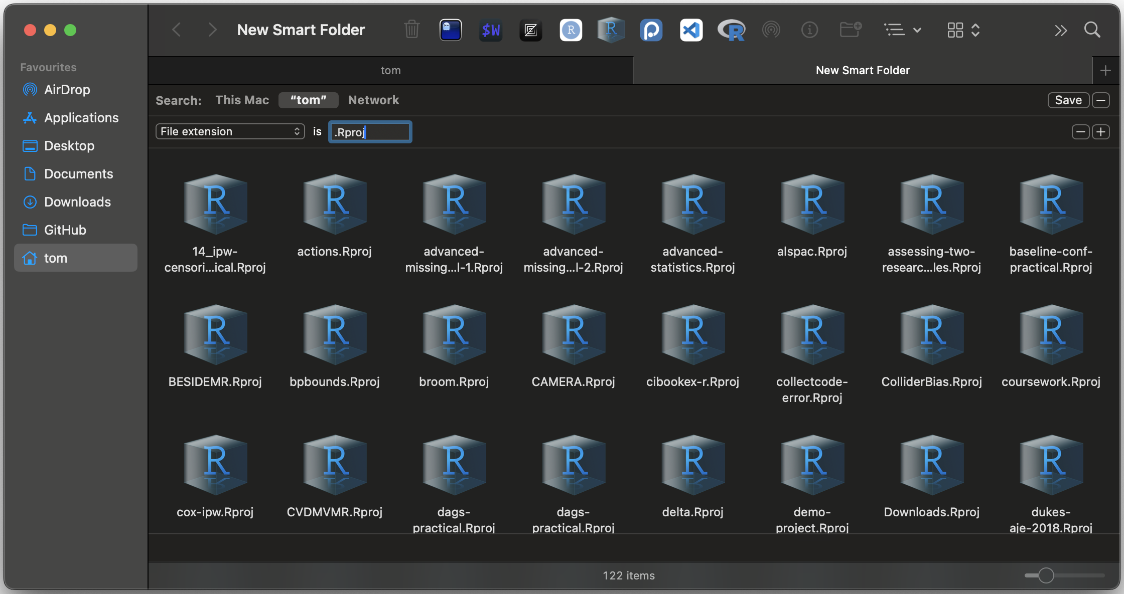 Screenshot of adding the file extension condition as part for a new Smart Folder in macOS Finder.